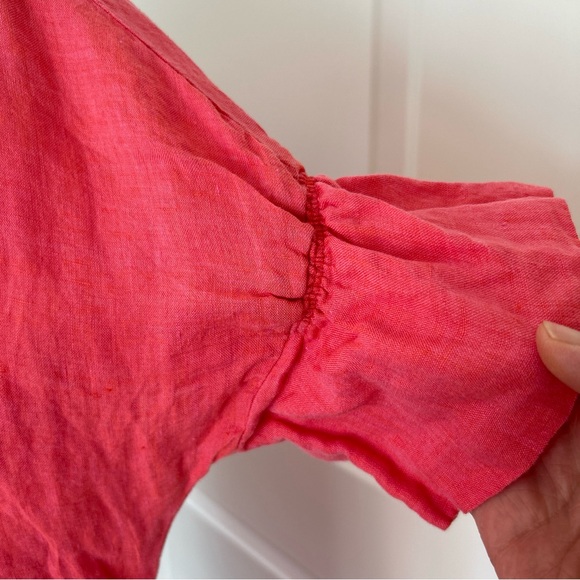 FINLEY size XS Crosby Ruffle Linen Shirt Dress Side pockets Bell Sleeve - Picture 5 of 8